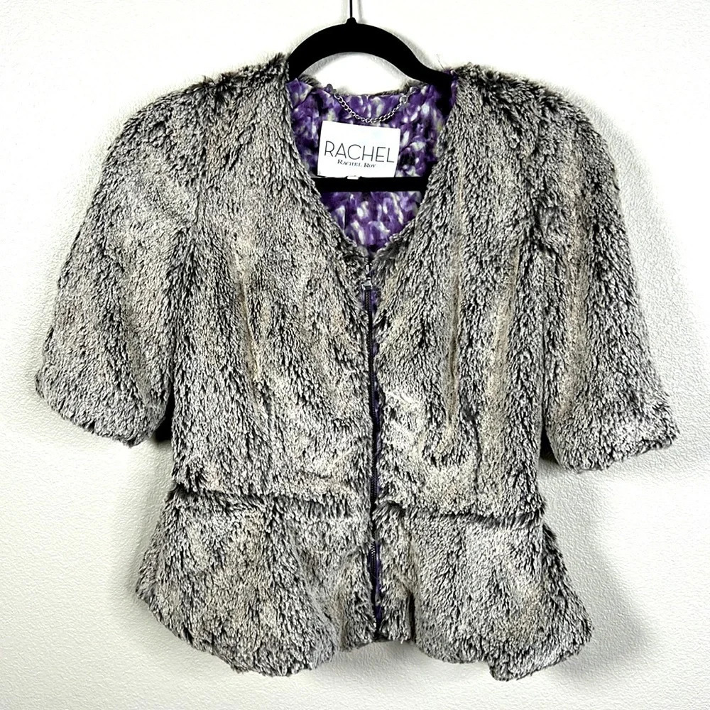 Rachel Roy Faux Fur Zip Up Top